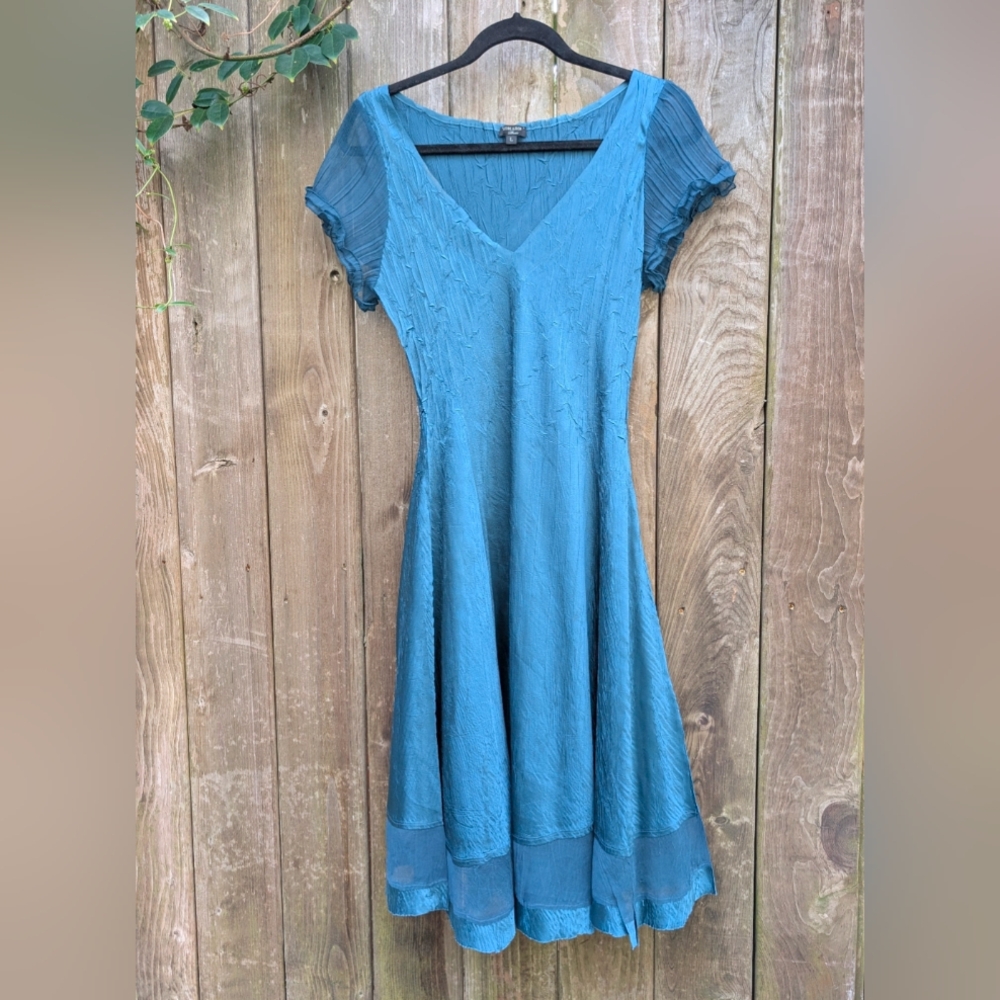 Komarov - Crinkle Dress - Women's Large - Teal